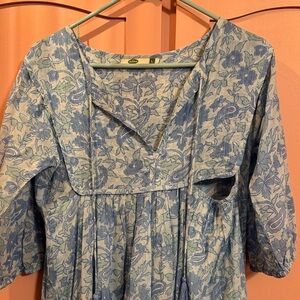 NWOT Dolma Blue Floral tiered dress. With flaw - please read. Priced accordingly
